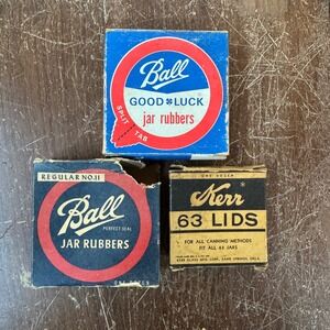 Vintage Set of 3 Boxes with Lids Seals for Canning Jars Ball Kerr Kitchen‎ Decor